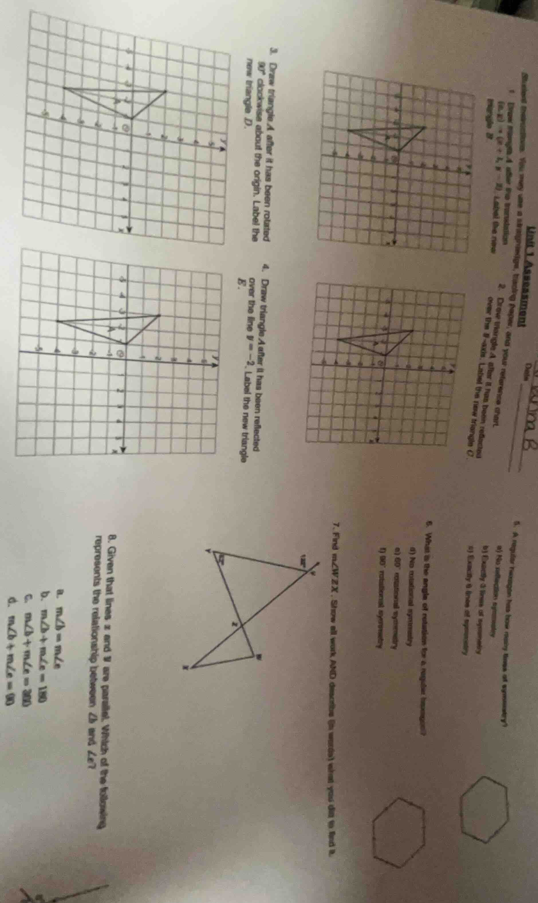 unit 1 assessmentstudent instructions: you may use a straightedge, trac…