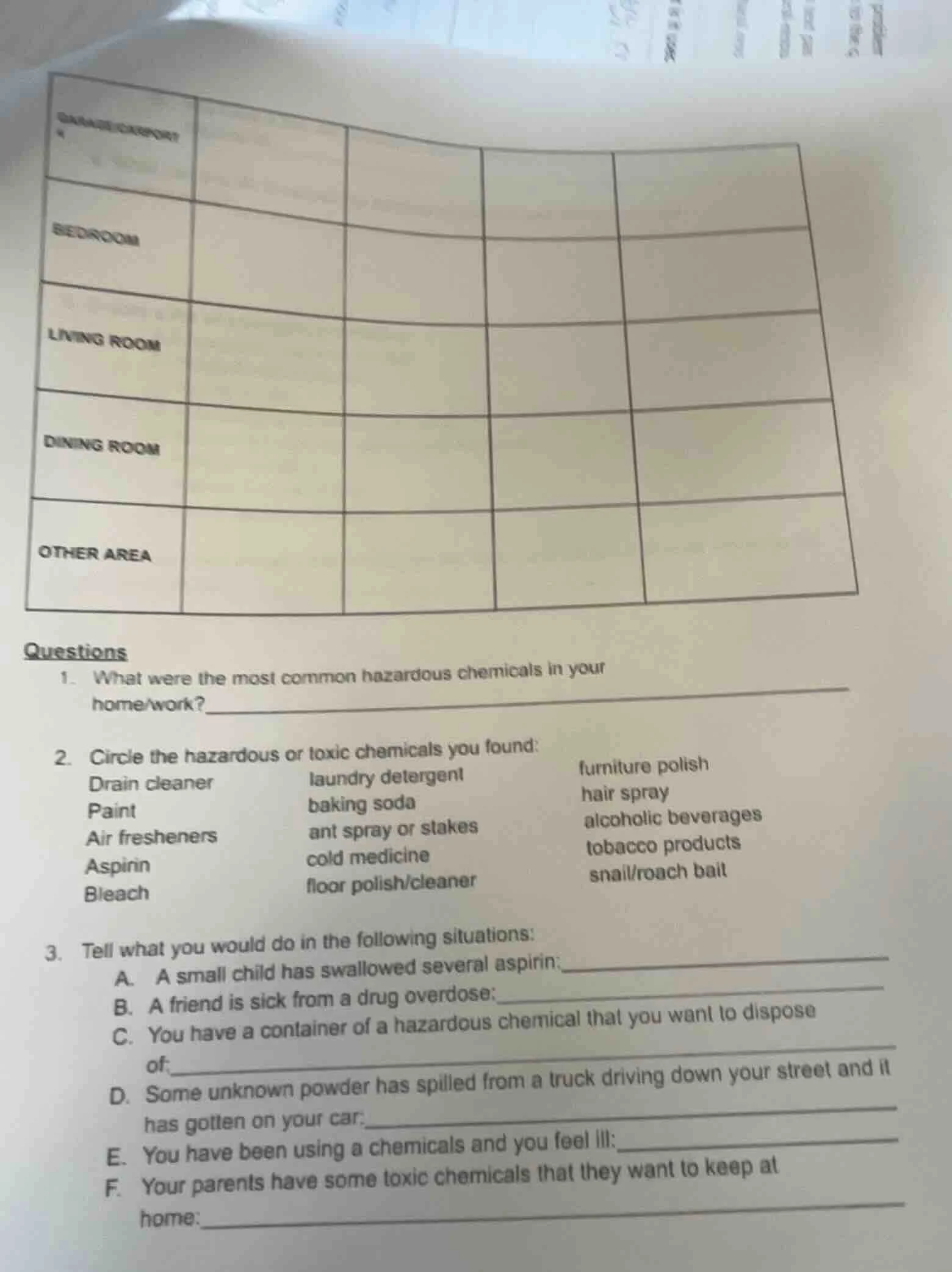 garage/storage bedroom living room dining room other area questions 1. …