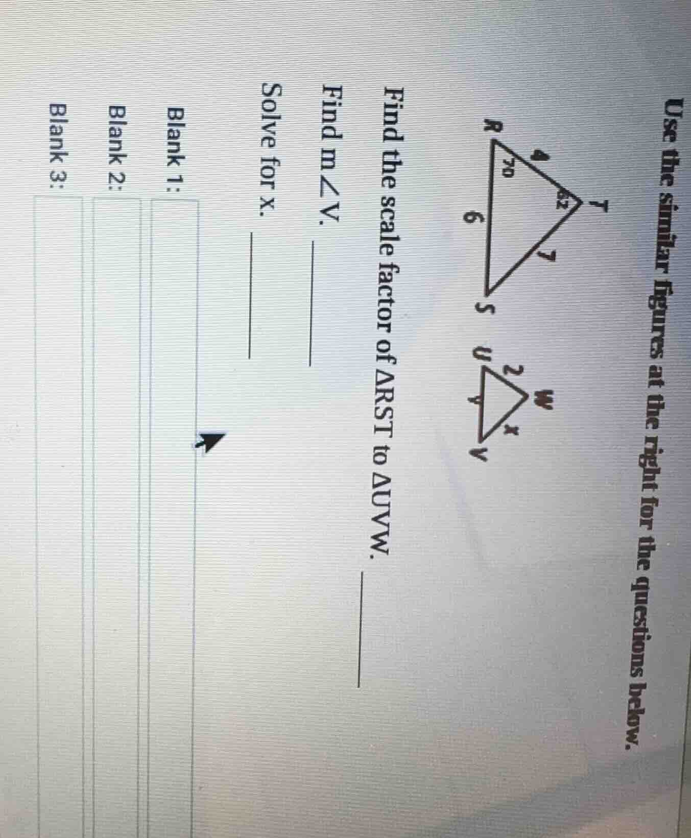 use the similar figures at the right for the questions below. find the …