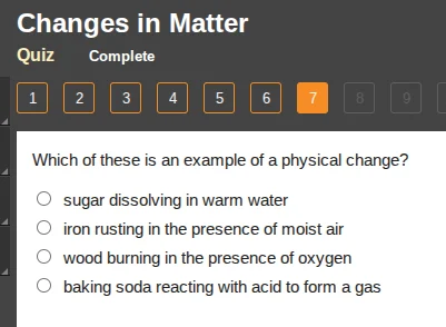 changes in matter quiz complete 1 2 3 4 5 6 7 8 9 which of these is an …