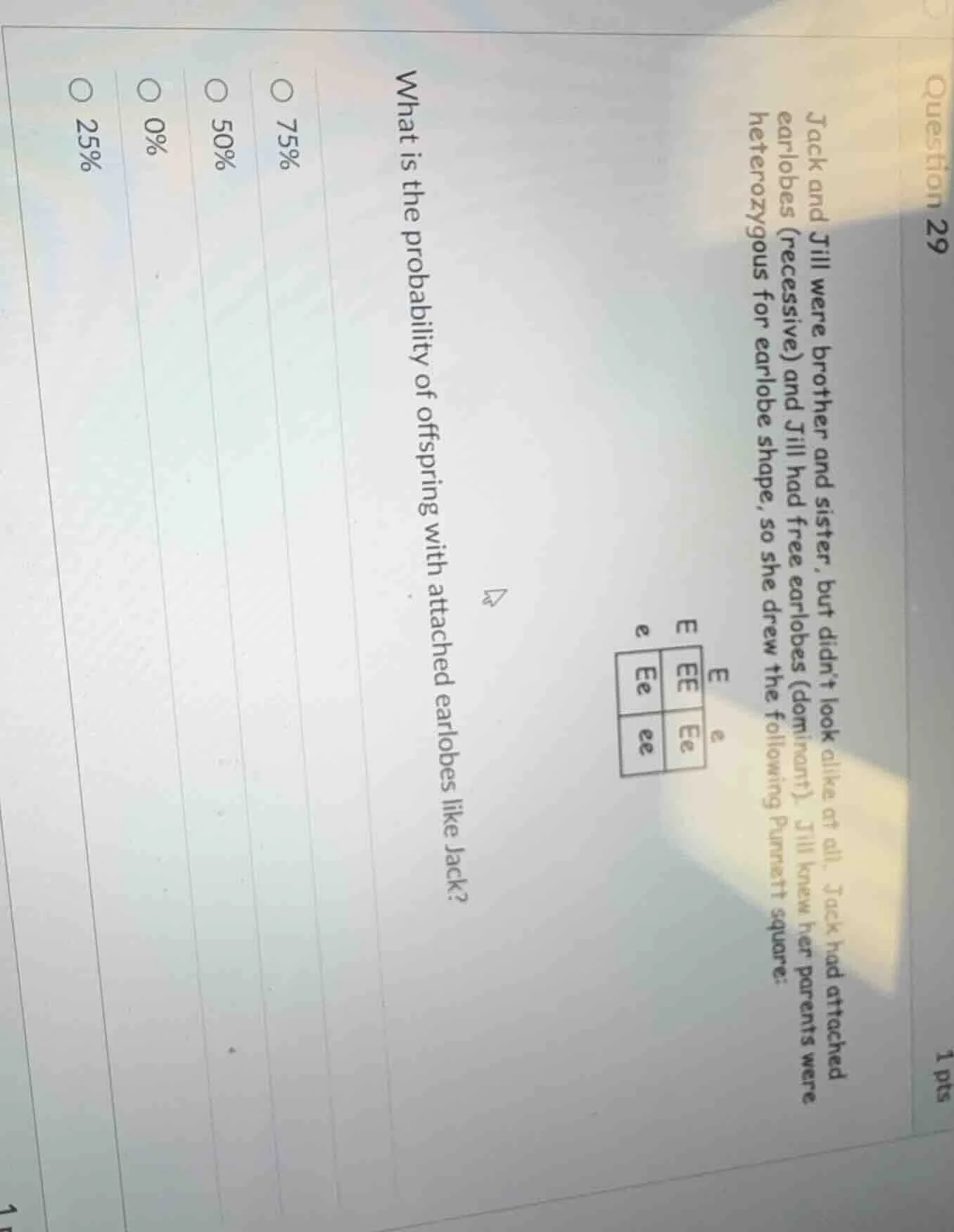 question 29 1 pts jack and jill were brother and sister, but didnt look…