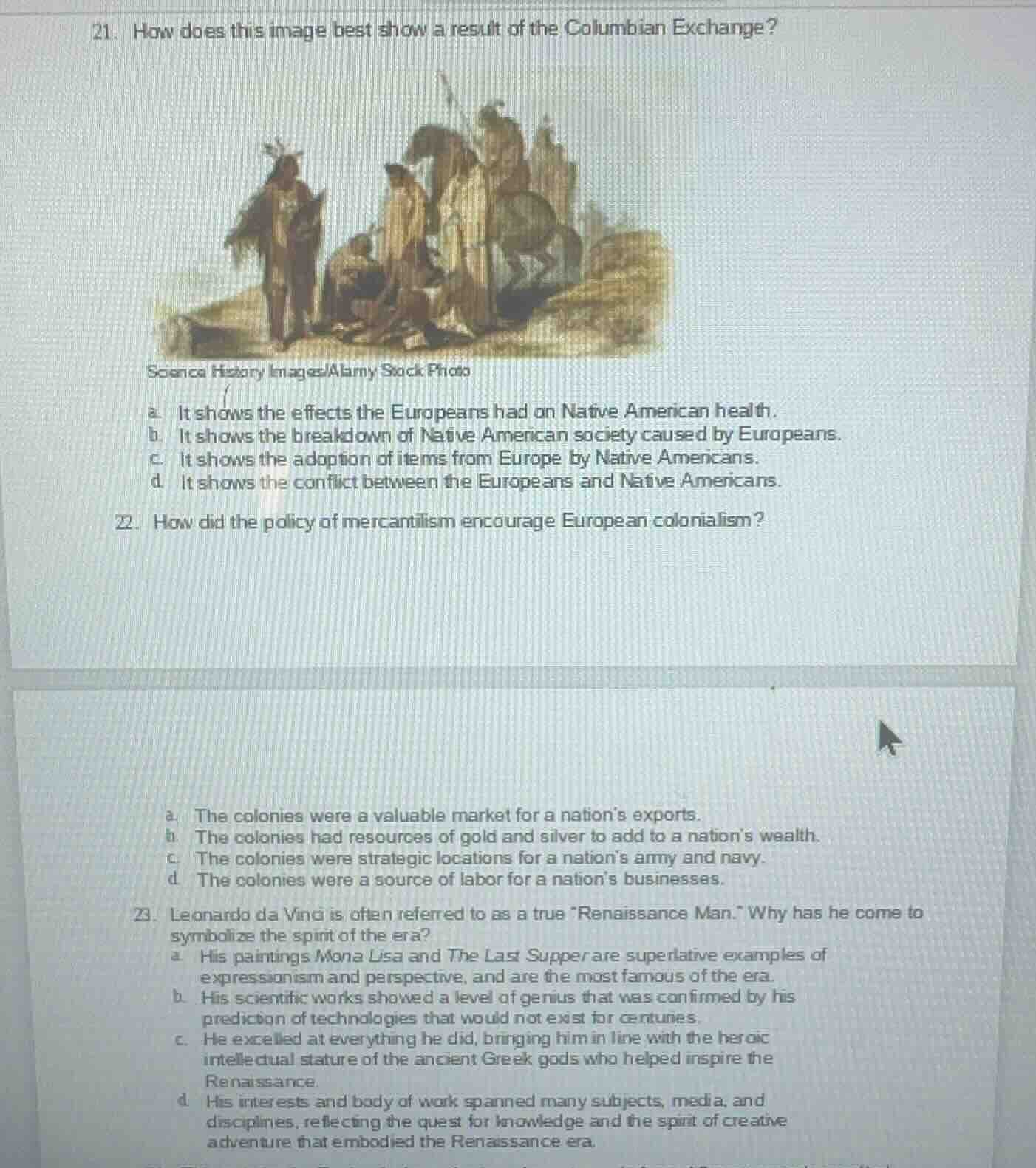 21. how does this image best show a result of the columbian exchange?sc…
