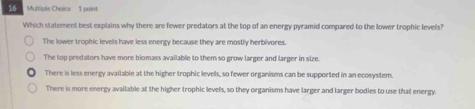 16 multiple choice 1 point which statement best explains why there are …