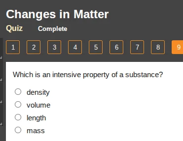 changes in matter quiz complete 1 2 3 4 5 6 7 8 9 which is an intensive…