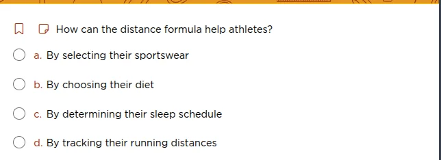 how can the distance formula help athletes? a. by selecting their sport…