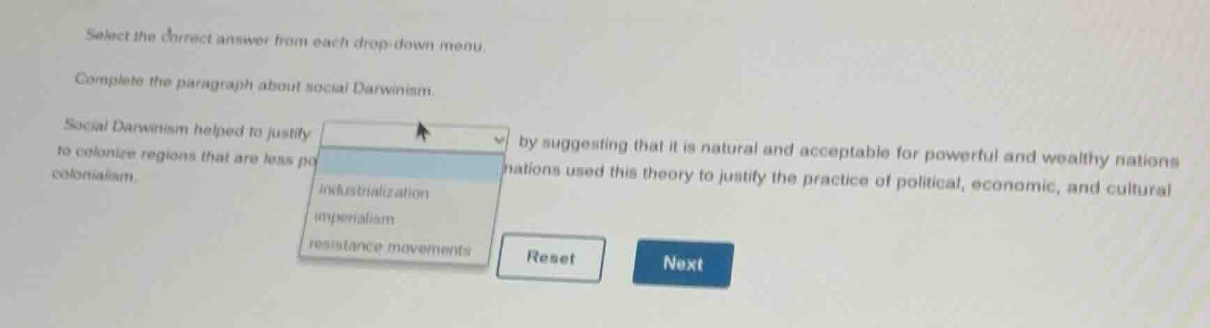 select the correct answer from each drop-down menu. complete the paragr…