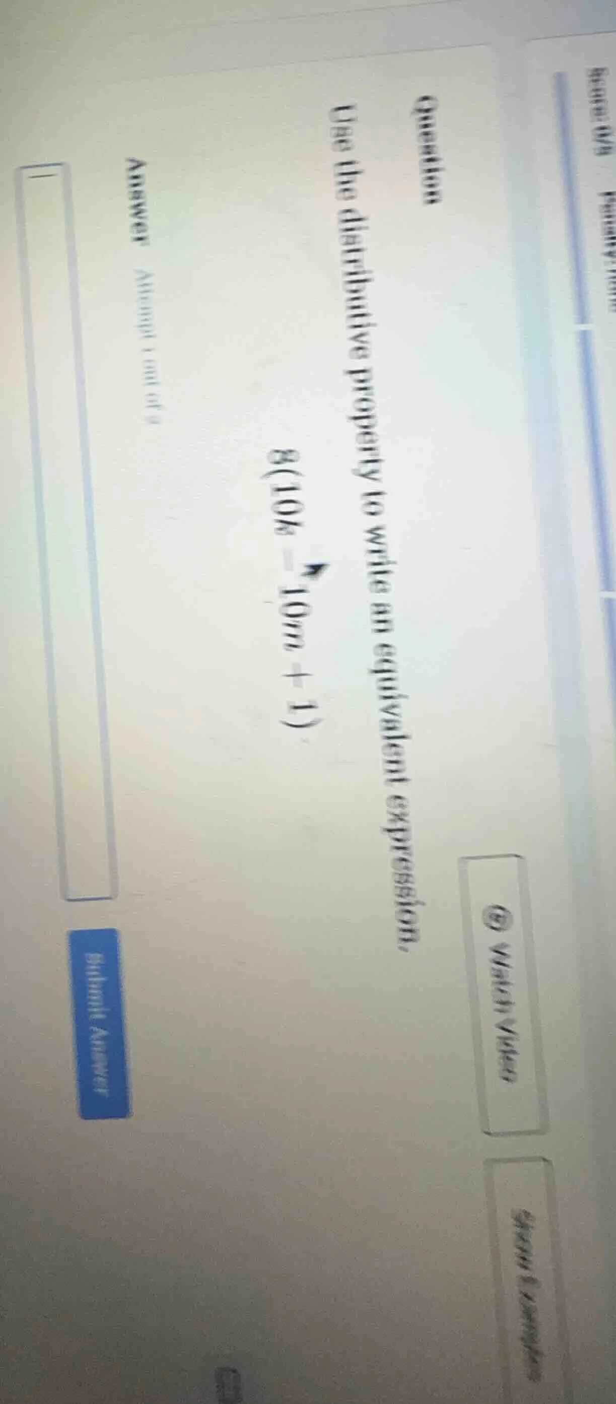 question use the distributive property to write an equivalent expressio…