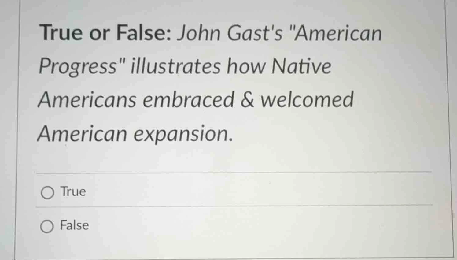 true or false: john gasts \american progress\ illustrates how native am…
