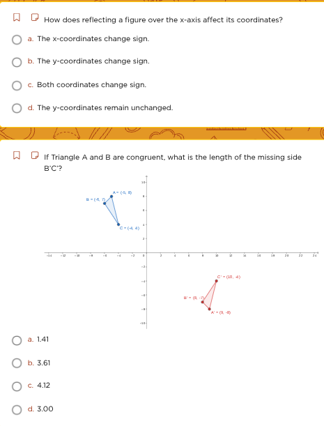 1. how does reflecting a figure over the x-axis affect its coordinates?…