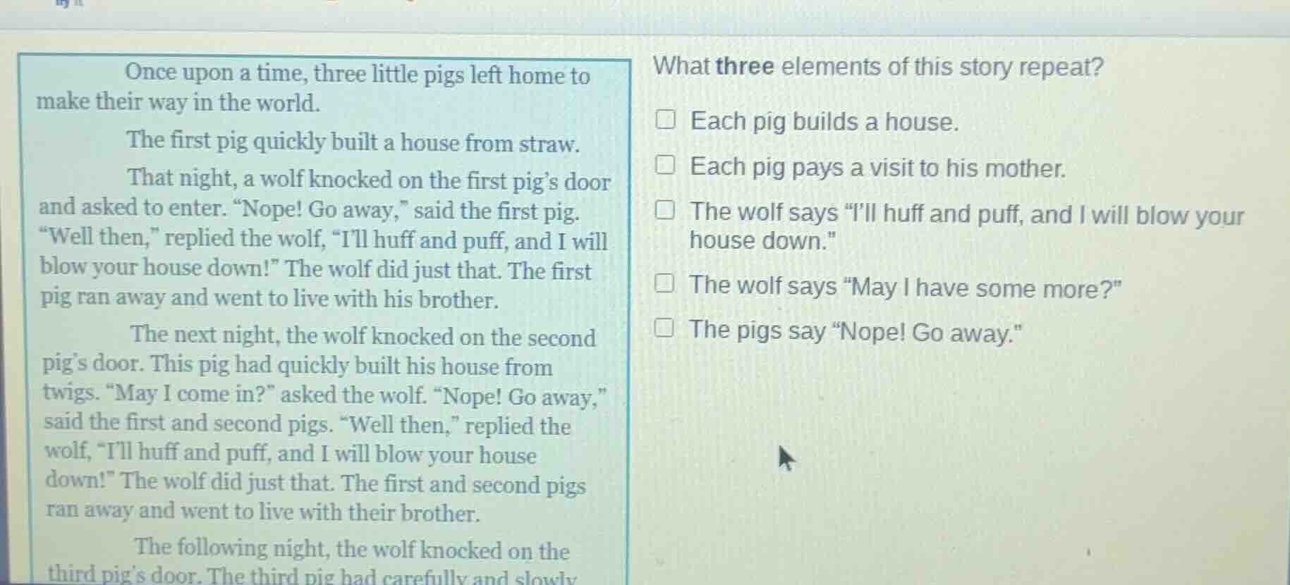 once upon a time, three little pigs left home to make their way in the …