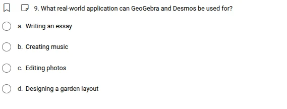 9. what real-world application can geogebra and desmos be used for? a. …