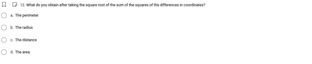 12. what do you obtain after taking the square root of the sum of the s…