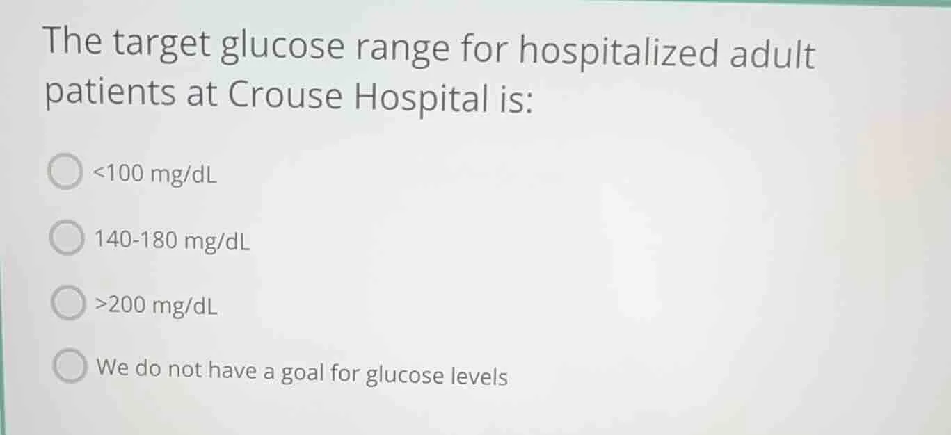 the target glucose range for hospitalized adult patients at crouse hosp…