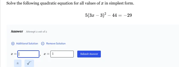solve the following quadratic equation for all values of $x$ in simples…