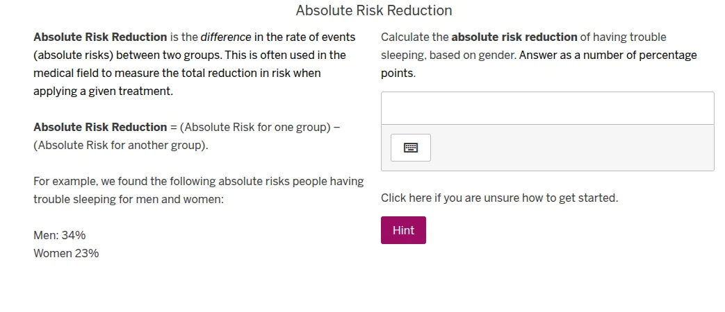 absolute risk reduction absolute risk reduction is the difference in th…