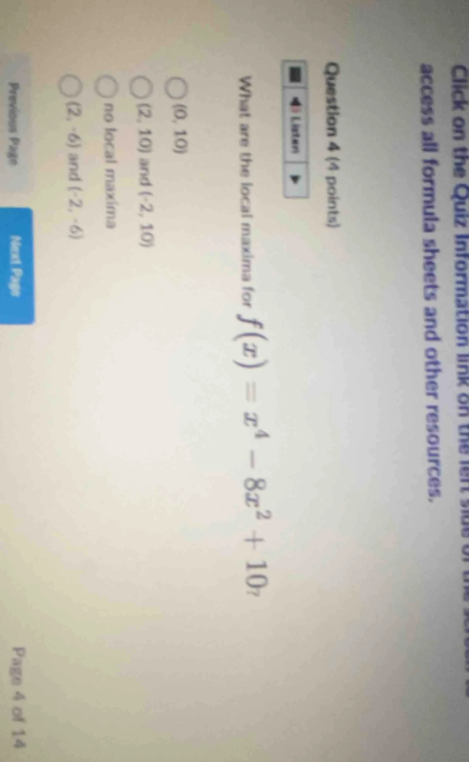 click on the quiz information link on the left side of the screen to ac…