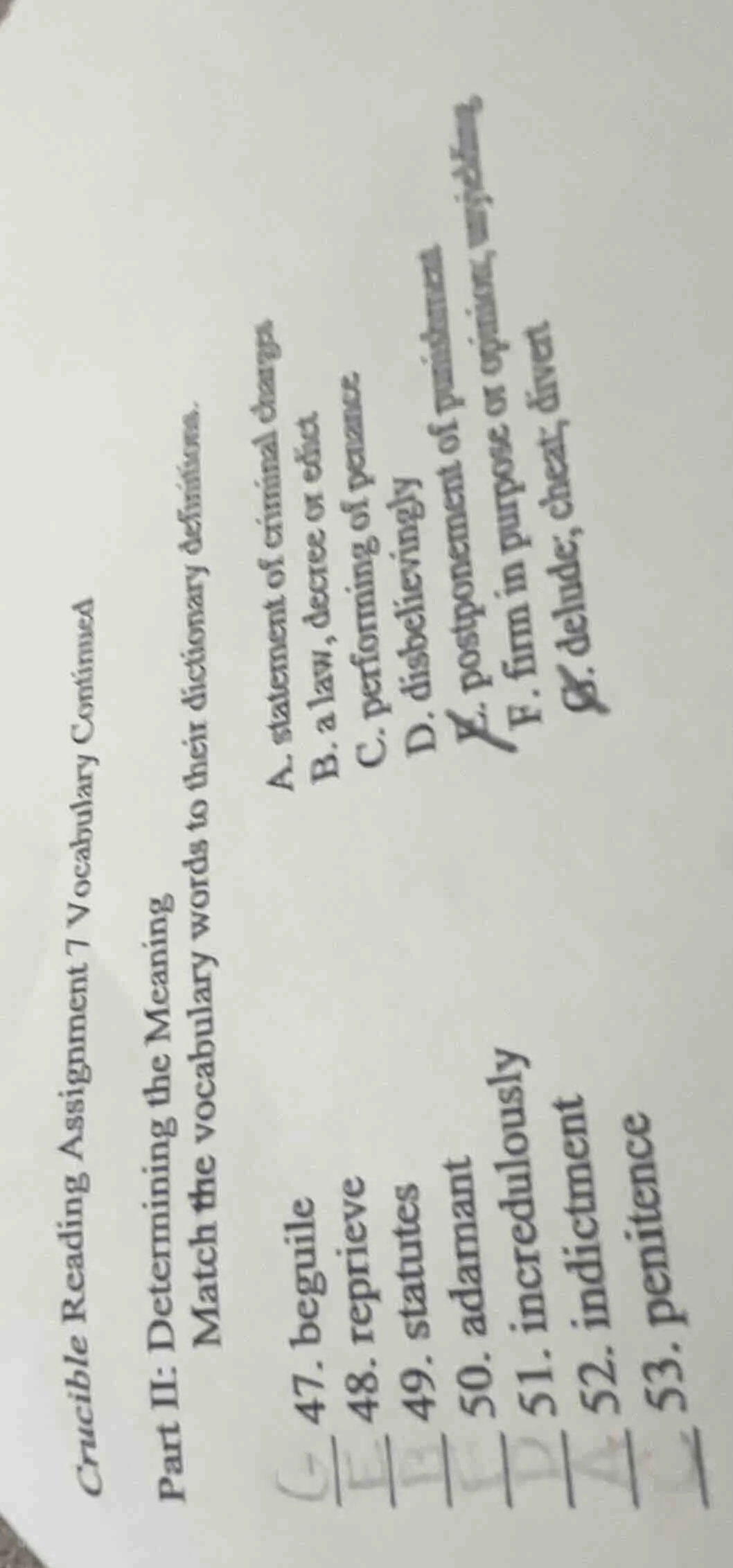 crucible reading assignment 7 vocabulary continued part ii: determining…