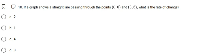 10. if a graph shows a straight line passing through the points (0, 0) …