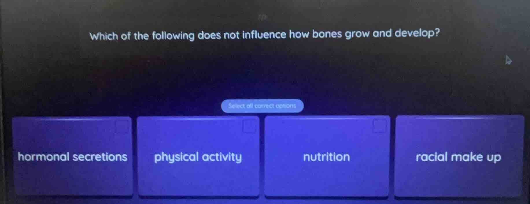 which of the following does not influence how bones grow and develop? s…