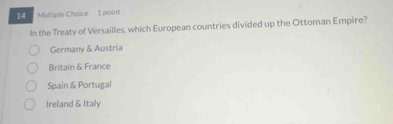 14 multiple choice 1 point in the treaty of versailles, which european …