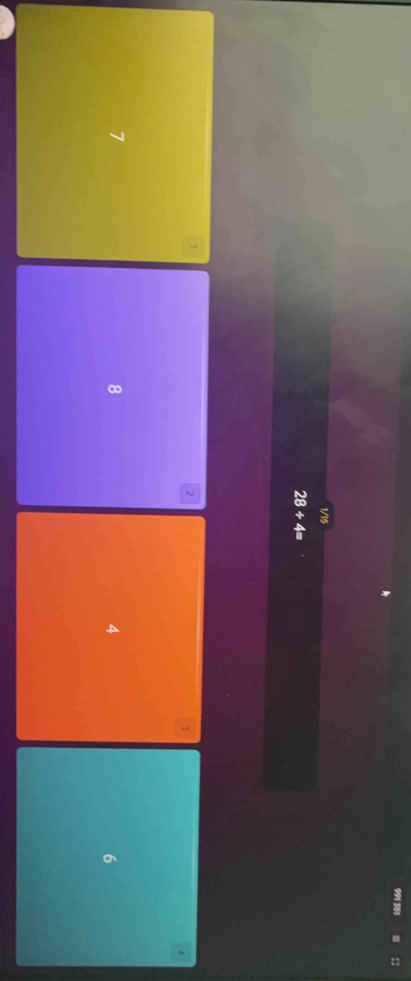 28 ÷ 4= options: 7, 8, 4, 6