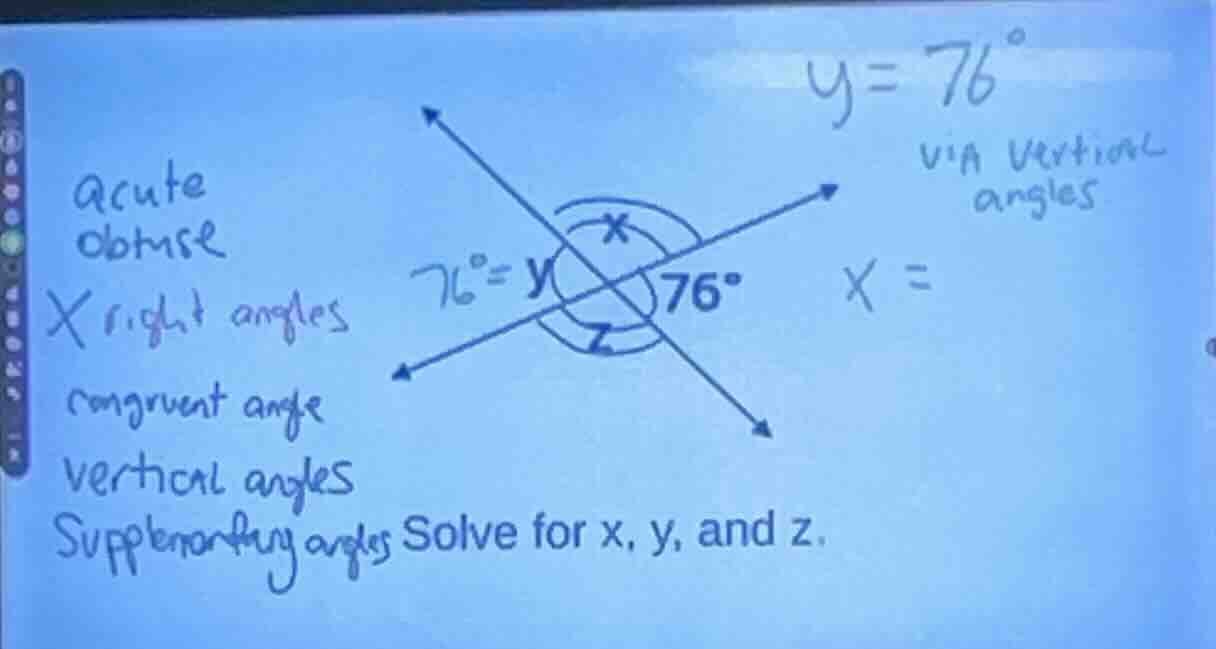 acute obtuse right angles congruent angle vertical angles supplementary…