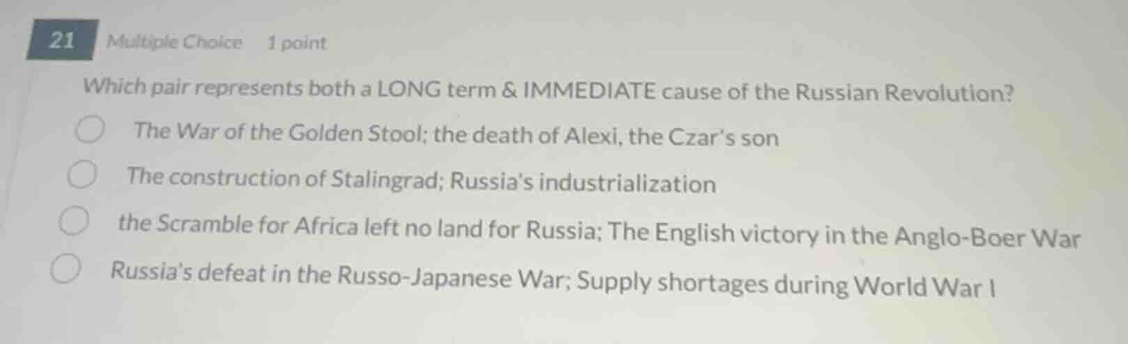 21 multiple choice 1 point which pair represents both a long term & imm…