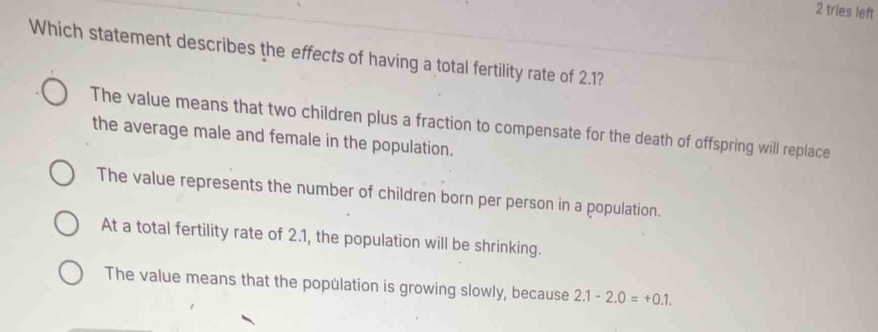 2 tries left which statement describes the effects of having a total fe…