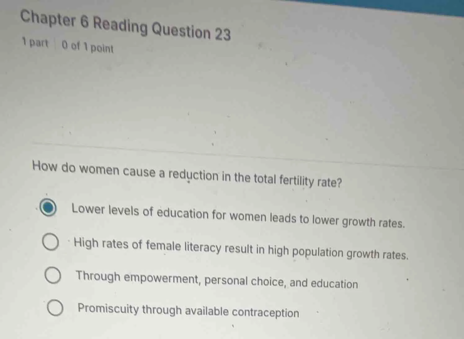 chapter 6 reading question 23 1 part 0 of 1 point how do women cause a …