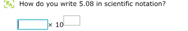 how do you write 5.08 in scientific notation? □ × 10□