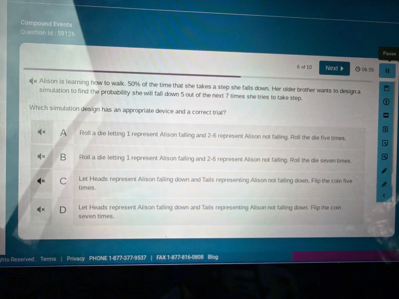 compound events question id : 59126 6 of 10 alison is learning how to w…