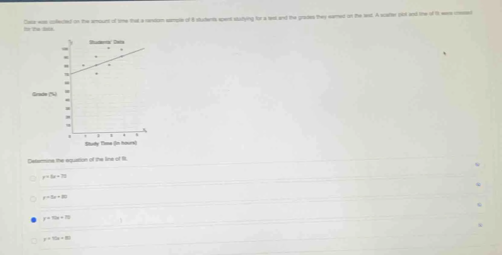 data was collected on the amount of time that a random sample of 8 stud…