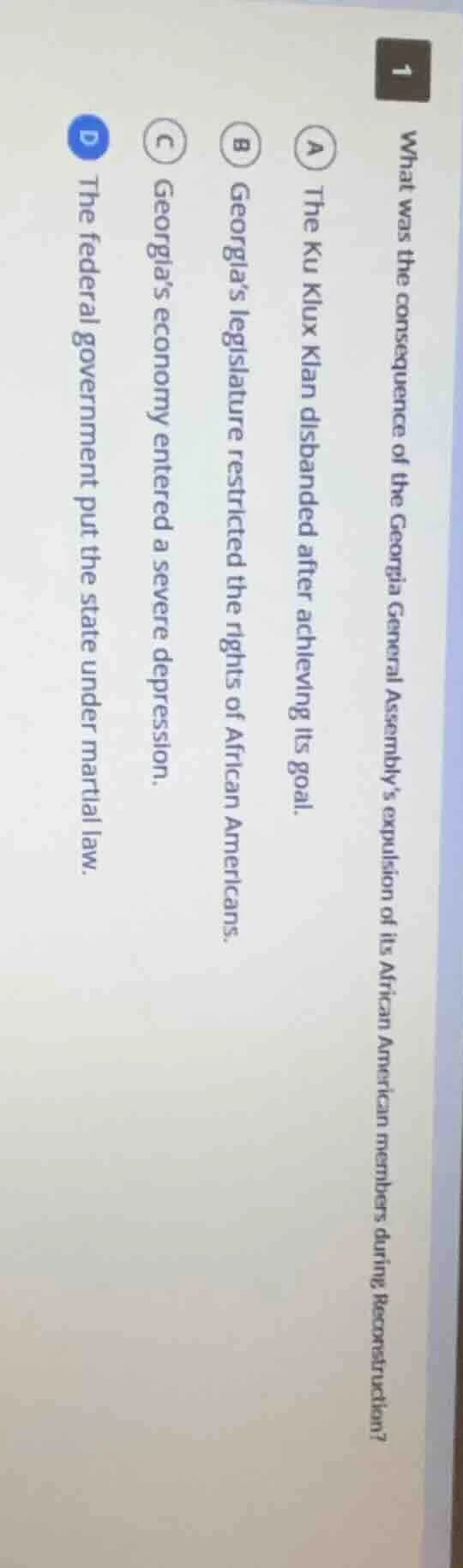 1 what was the consequence of the georgia general assemblys expulsion o…