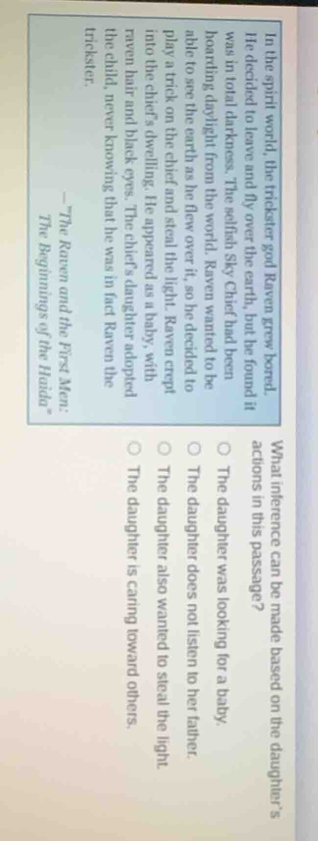 in the spirit world, the trickster god raven grew bored. he decided to …