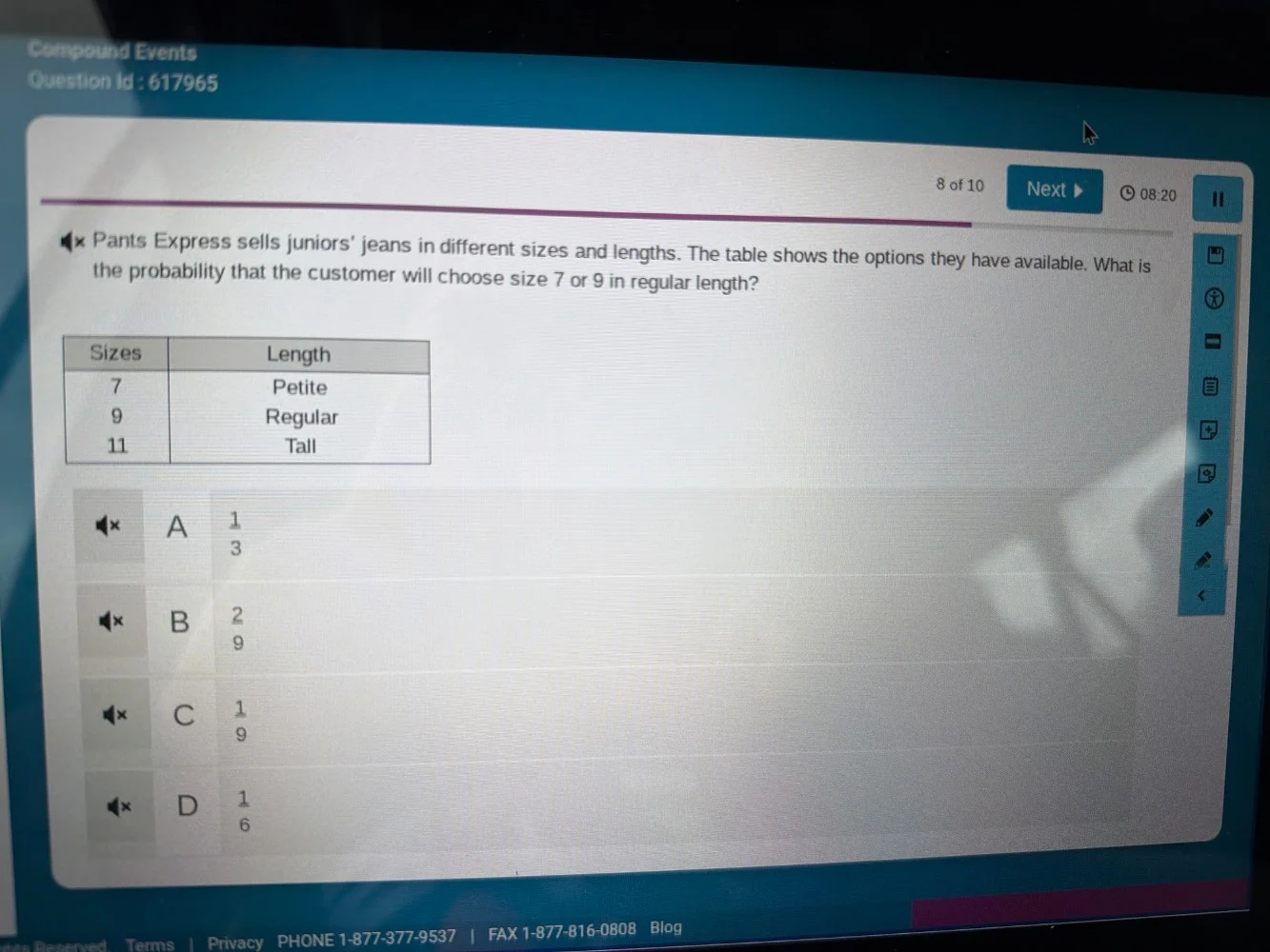 compound events question id : 617965 8 of 10 pants express sells junior…