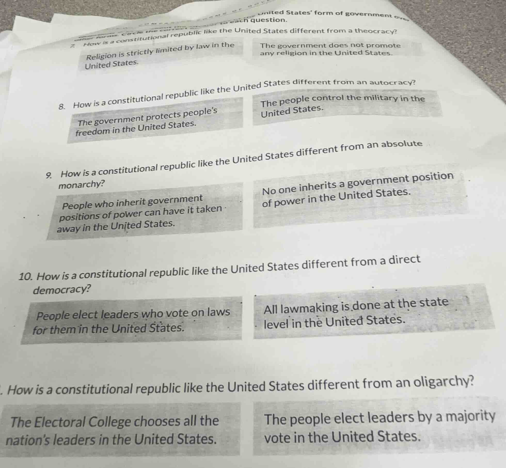 united states form of government over each question.7. how is a constit…
