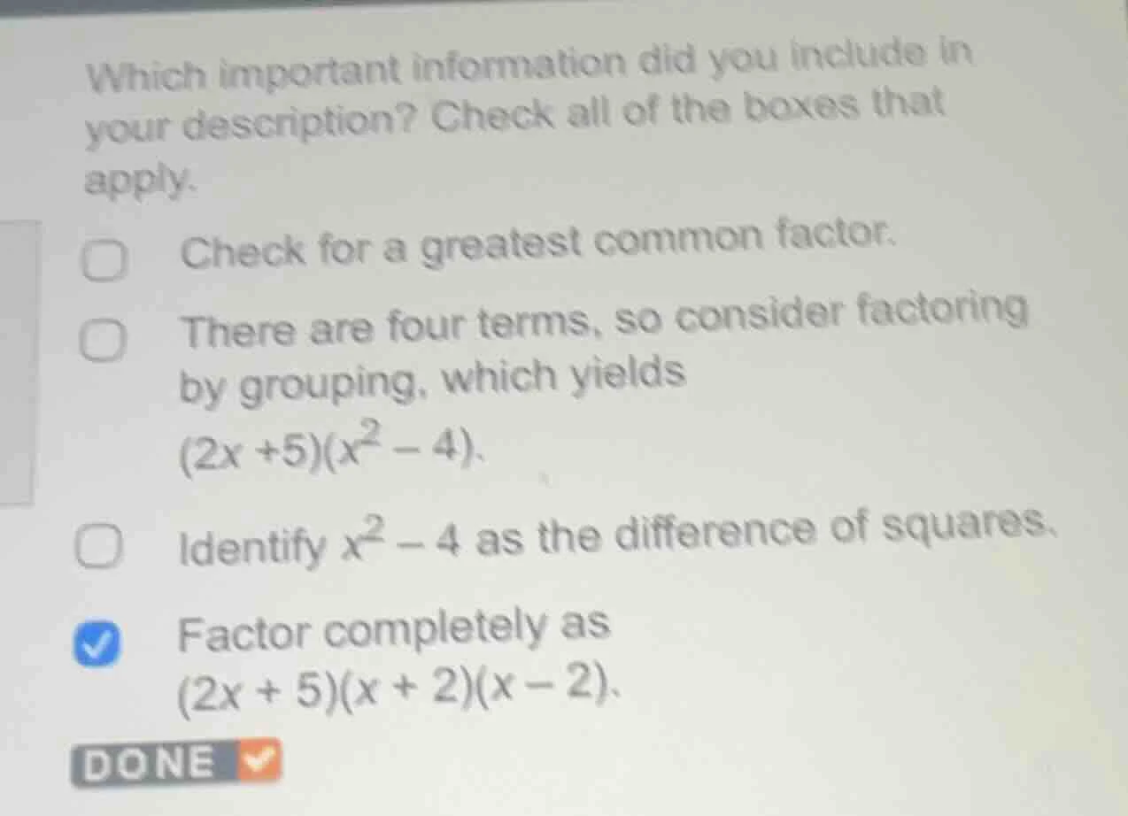 which important information did you include in your description? check …