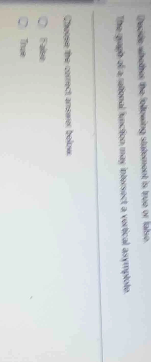 decide whether the following statement is true or false. the graph of a…