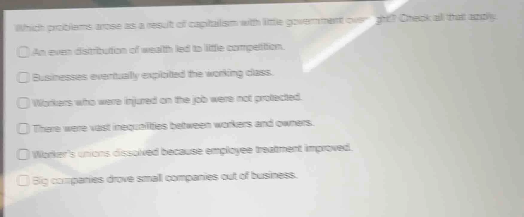 which problems arose as a result of capitalism with little government o…