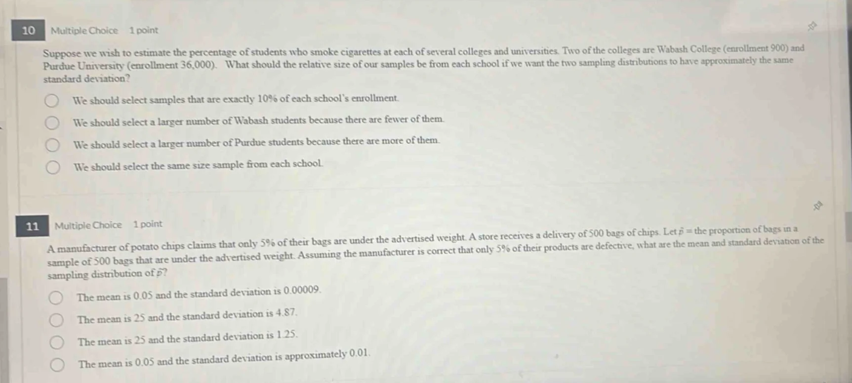 10 multiple choice 1 point suppose we wish to estimate the percentage o…