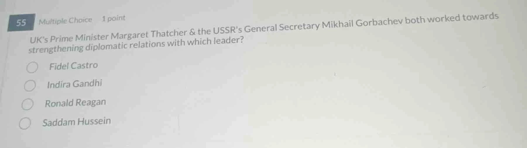 55 multiple choice 1 point uks prime minister margaret thatcher & the u…
