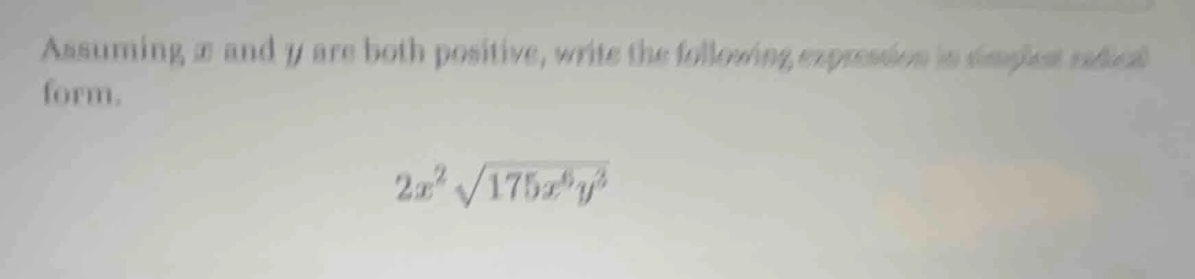assuming $x$ and $y$ are both positive, write the following expression …