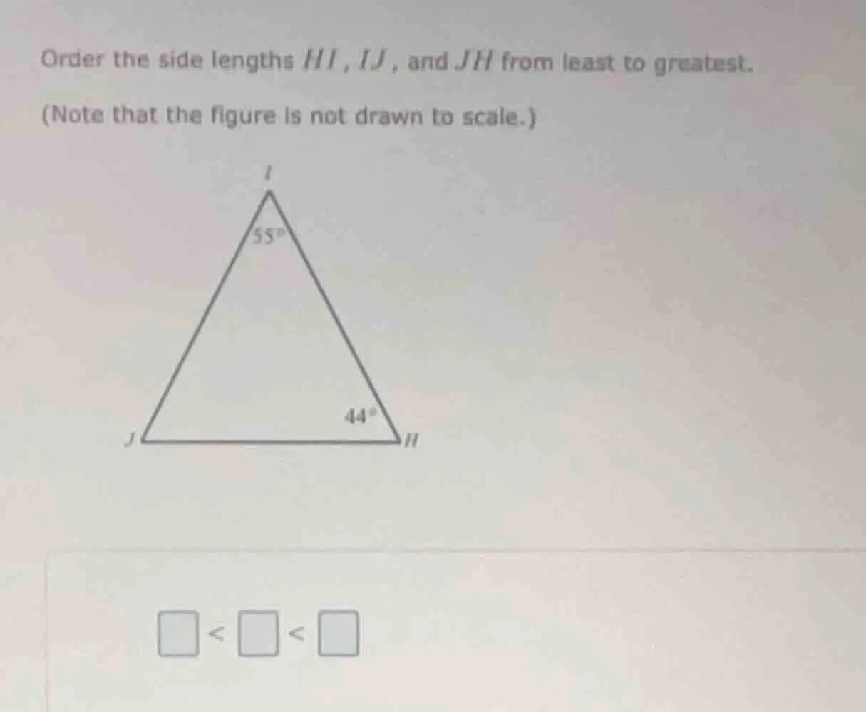 order the side lengths $hi$, $ij$, and $jh$ from least to greatest. (no…