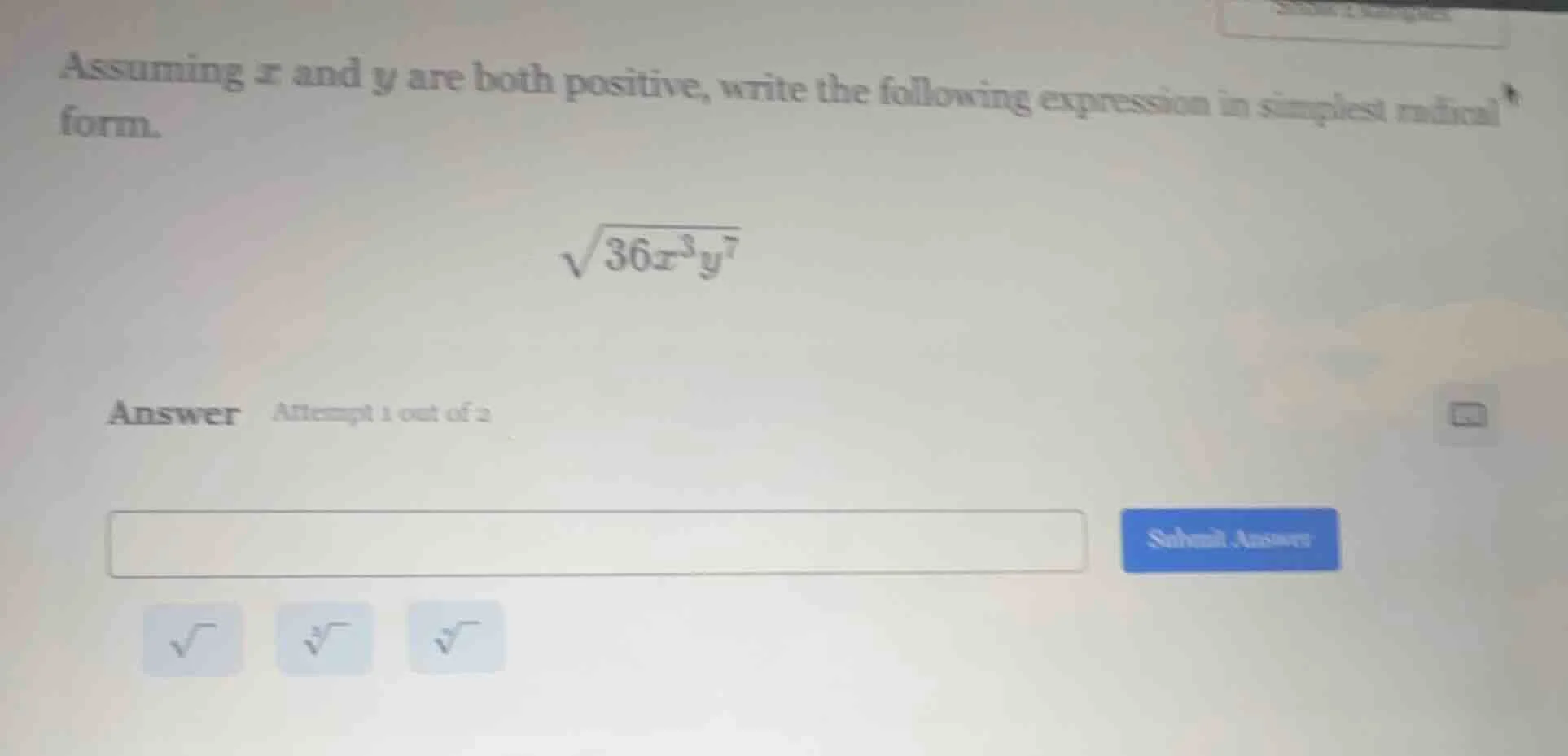 assuming $x$ and $y$ are both positive, write the following expression …
