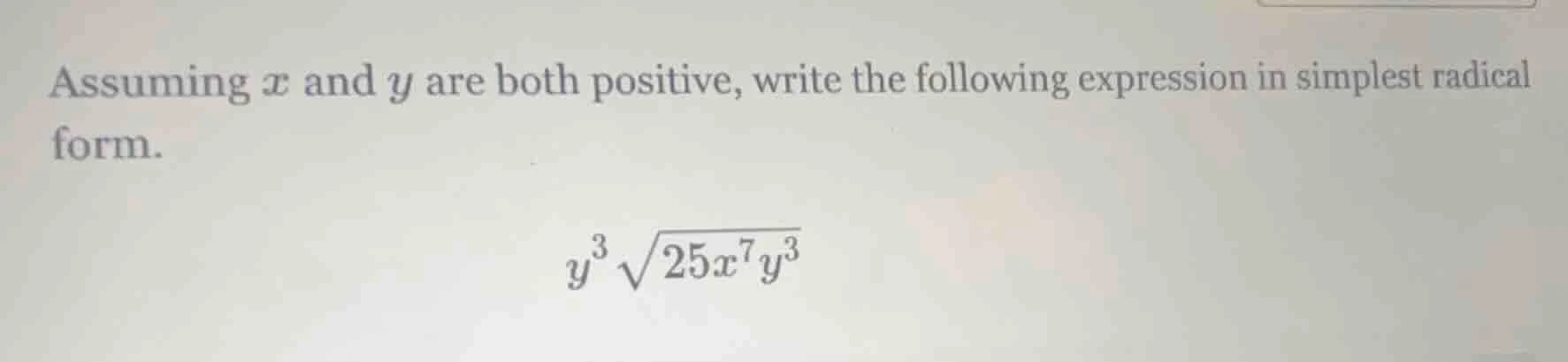 assuming $x$ and $y$ are both positive, write the following expression …