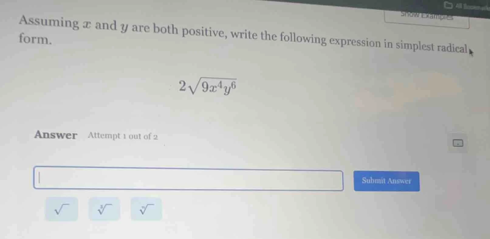 assuming $x$ and $y$ are both positive, write the following expression …