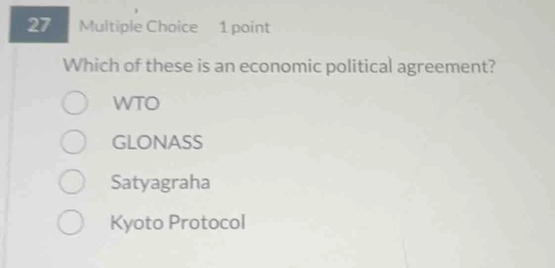 27 multiple choice 1 point which of these is an economic political agre…