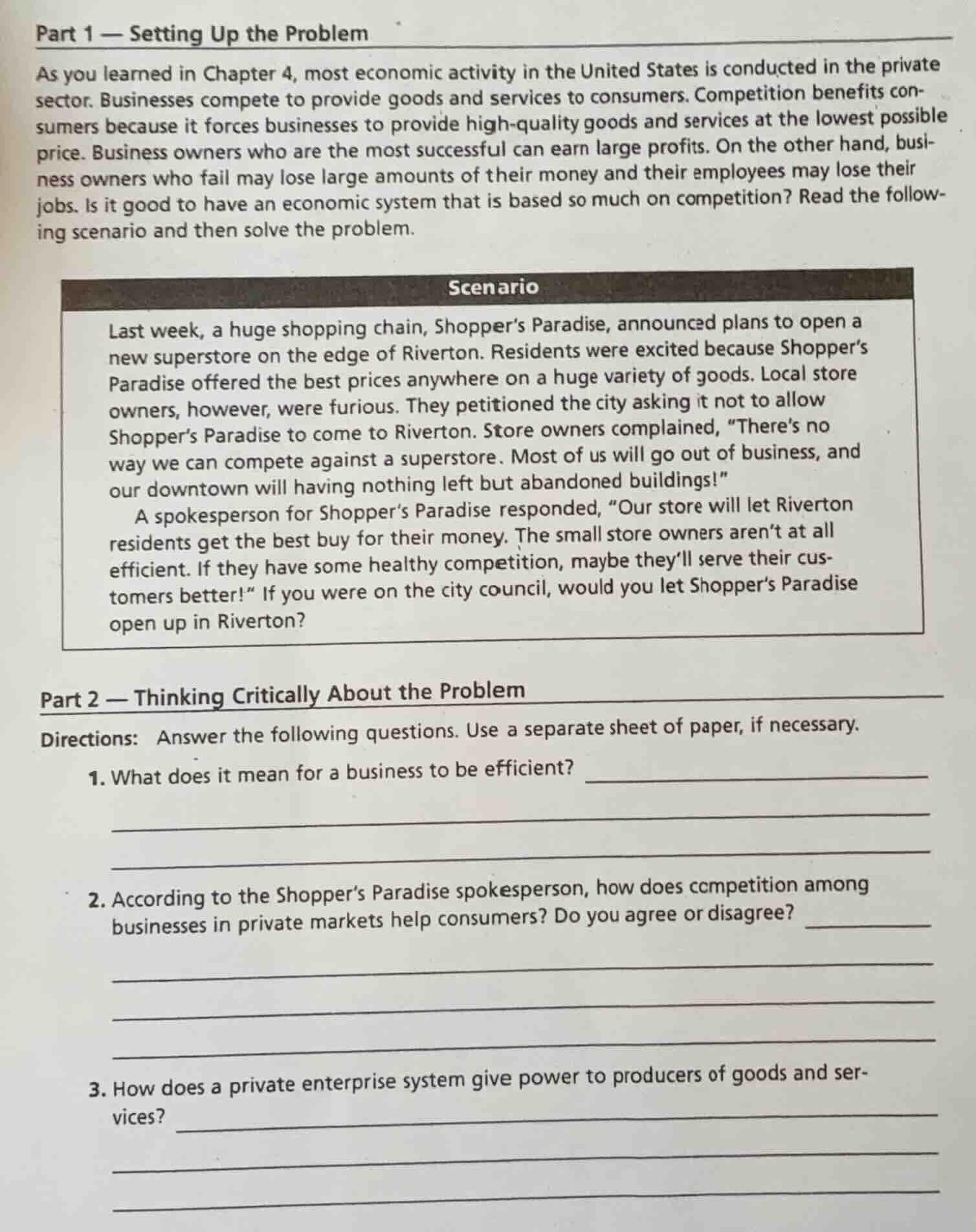 part 1 — setting up the problem as you learned in chapter 4, most econo…