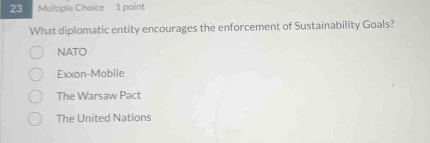23 multiple choice 1 point what diplomatic entity encourages the enforc…