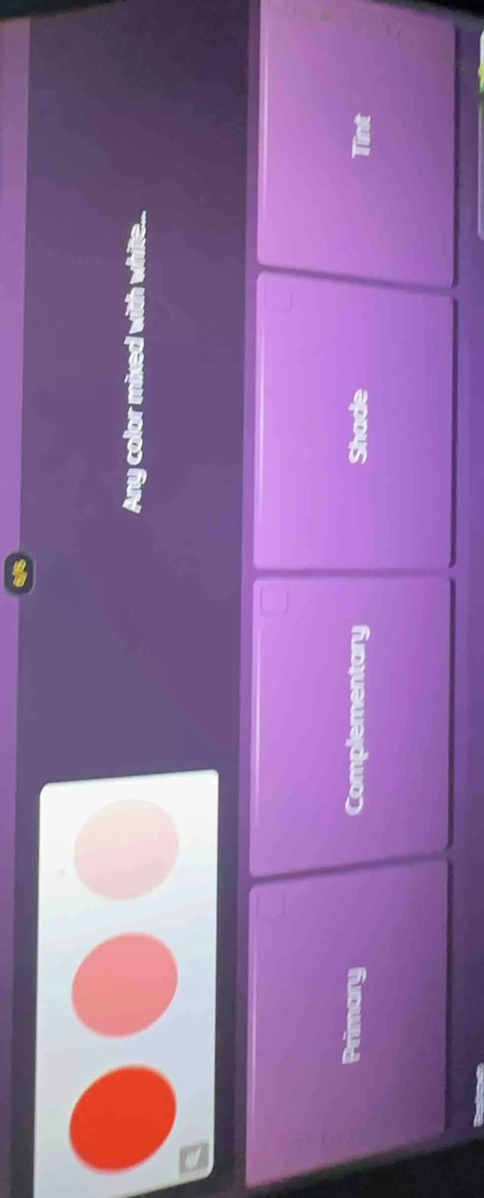 any color mixed with white... options: tint shade complementary primary